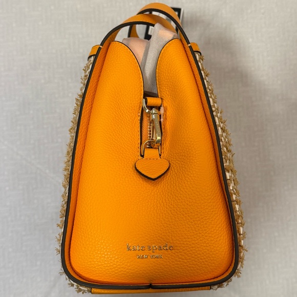 ♠️ kate spade NWT Knott Raffia Tweed Medium Crossbody Tote, Sunset Blaze orange - Picture 10 of 16